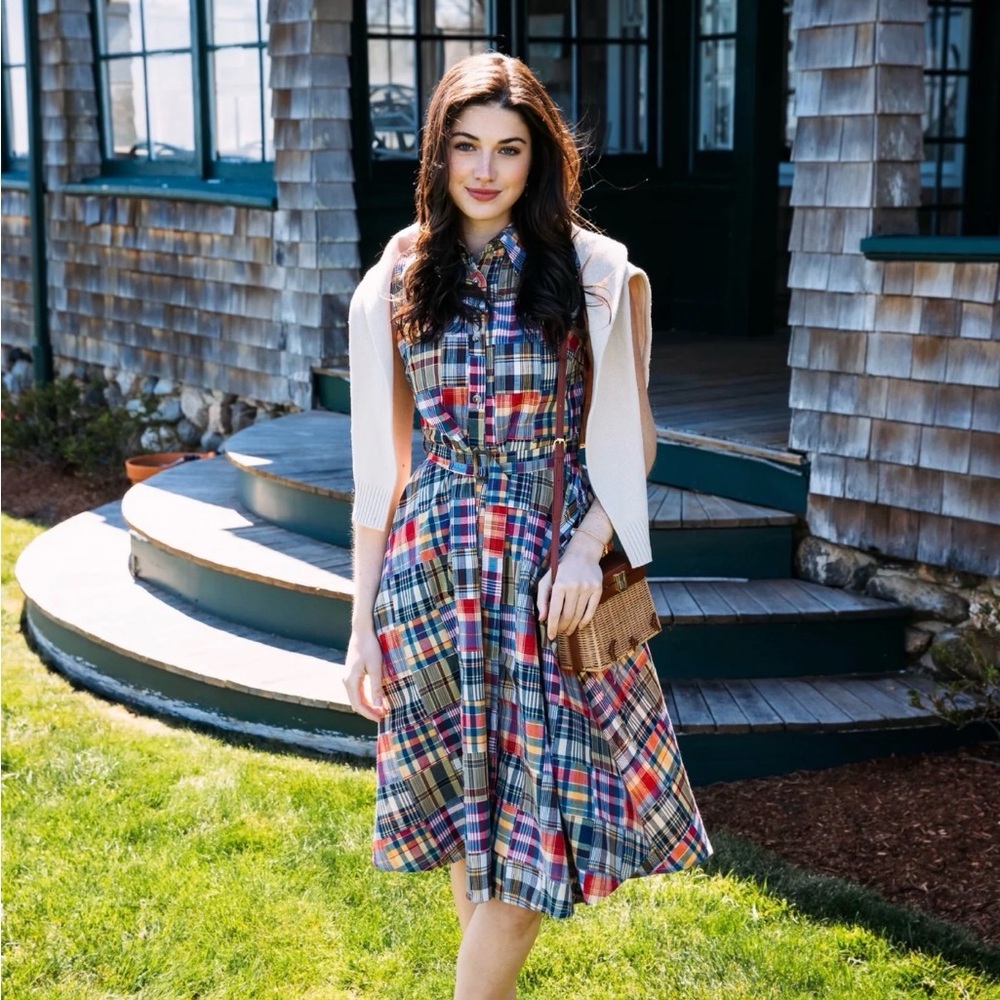 Kiel James Patrick Jacqueline Patchwork Madras Midi Dress